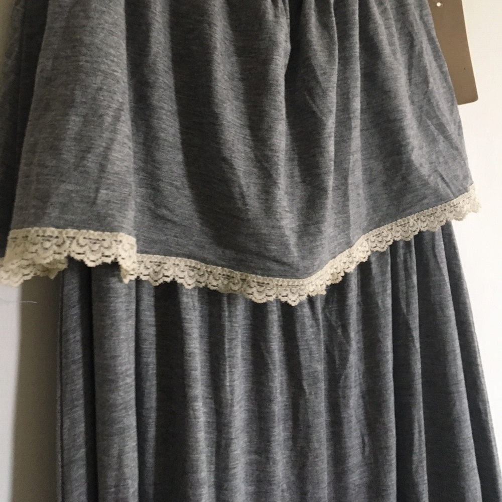 STRAPLESS MAXI long summer DRESS RUFFLE FLOUNCE - Picture 7 of 8